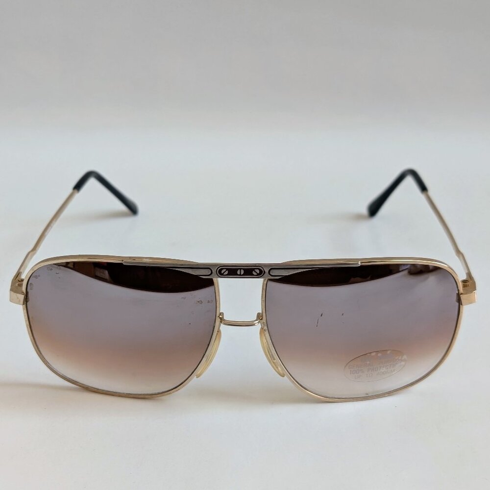 NWT Vintage 90's Large Square Metal Sport Sunglasses (S. Gold)